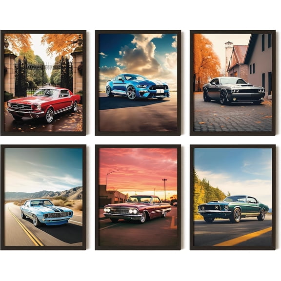 Classic Muscle Car Posters for Boys Room - American Muscle Car Canvas Poster, Car Pictures Wall Decor, Muscle Car Wall Art, Vintage Muscle Cars Prints for Home Bedroom Decorations (8x10 UNFRAMED)