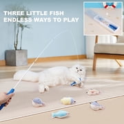 Zeze Interactive Cat Toys - Retractable Wand Toy, Simulate Fish Movement, 3Pcs with Refillable Natural Catnip