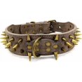 thumbnail image 2 of UBIUO Pet Collar, Dog Retro Collar Spike Anti-bite Dog Chain Rivet Necklace PU Leather Adjustable Neck Strap Collar (L, Grey) Grey L, 2 of 4