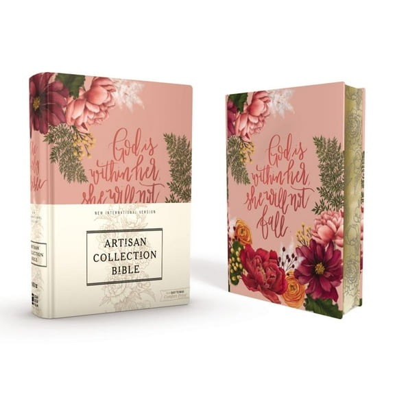 Niv, Artisan Collection Bible, Cloth Over Board, Pink Floral, Designed Edges Under Gilding, Red Letter Edition, Comfort , (Hardcover)