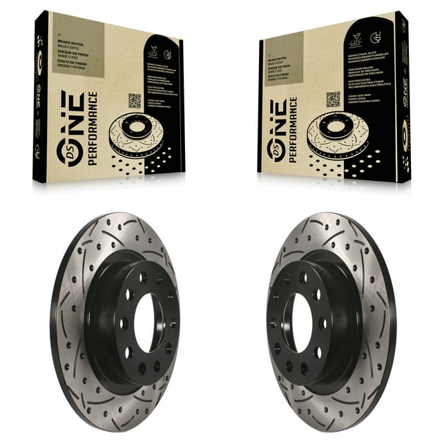 DS-One Rear Coated Drilled Slotted Disc Brake Rotors Pair for Car 2013-2016 Dodge Dart KD-100144
