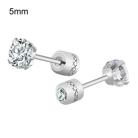 Besufy Women Earring,Unisex Round Cubic Zirconia Titanium Steel Stud Earrings Jewelry Gift
