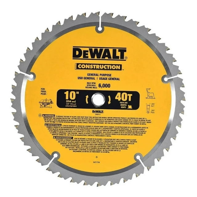 Disco De Sierra 10'' 40t Para Madera Dewalt DW3114