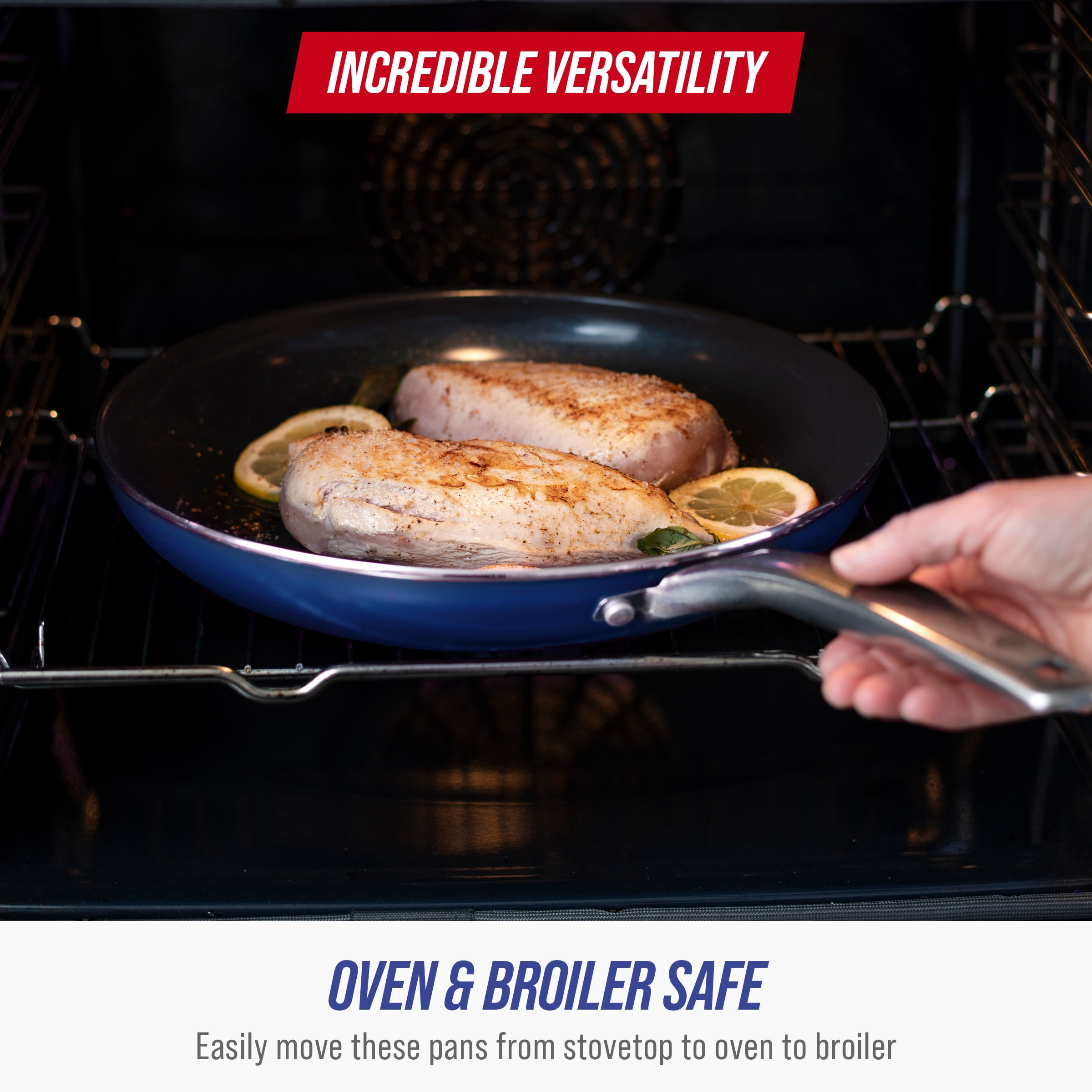 Blue Diamond 8″ Ceramic Nonstick Fry Pan with Spatula, Dishwasher Safe, Oven Safe, Metal Utensil Safe​
