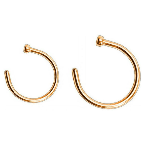 BodyJewelryOnline 2 Pack of Nose Ring Hoops Ion Plated Rose Gold Surgical Steel 22g