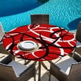 thumbnail image 6 of Red Geometric Round Tablecloth, Fitted Table Cover with Elastic for 36"-44" Round Tables, Modern Abstract Black White Striped Lines Table Cloth Outdoor Indoor Dinning Party Waterproof Tablecloths, 6 of 7