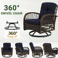 thumbnail image 3 of 3 Piece Patio Swivel Rocker Chairs Set, 2 360-Degree Swivel Rocking Chairs with 1 Glass Top Table, PE Rattan Outdoor Bistro Set with Cushions for Balcony Deck Poolside Backyard Porch, 3 of 9