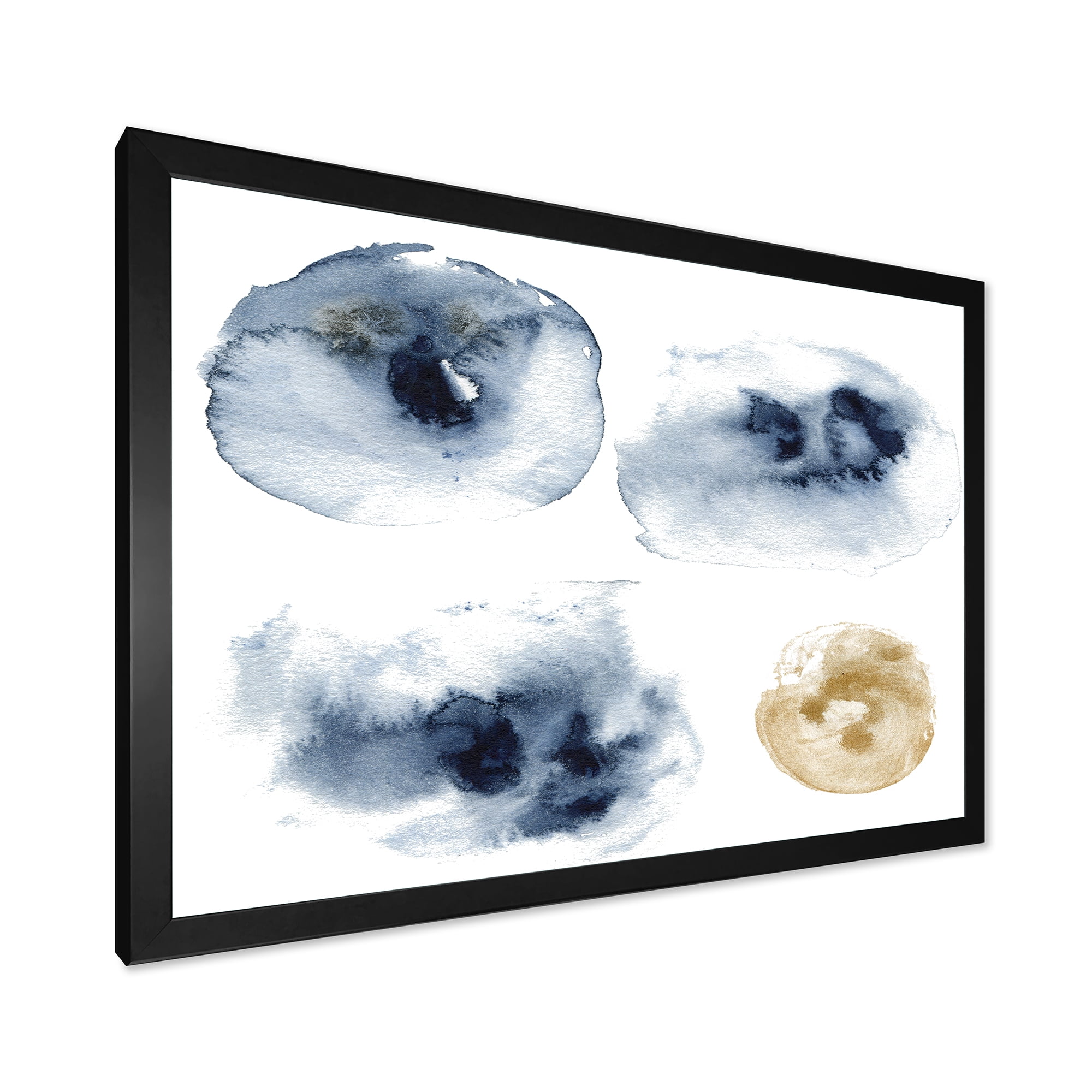 Designart 'Abstract Of Gold and Dark Blue Cloud' Modern Framed Art Print