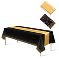 thumbnail image 2 of 2Pack Disposable Plastic Tablecloths and Satin Table Runner Set Polka Dot Tablecloth with Satin Table Runner for Wedding Birthday Baby Shower Anniversary Christmas New Year Party Decorations, 2 of 8