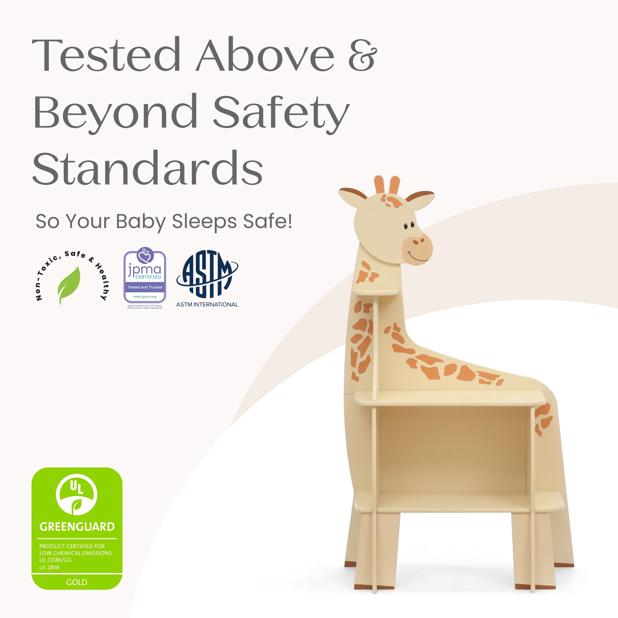 Delta Children Giraffe Bookcase - Greenguard Gold Certified, Yellow