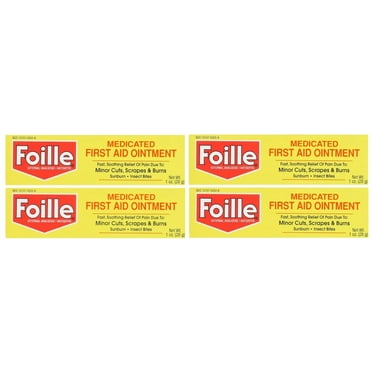 4 Pack - Foille Medicated First Aid Ointment with Benzocaine 5.0% Tube - 1 Oz