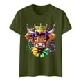 thumbnail image 4 of Womens Casual Tops Crew Neck Short SLeeve Loose Fit Carnival Highland Cattle Printed Tees 2026 Spring Beach Vacation Trendy T Shirts, 4 of 5