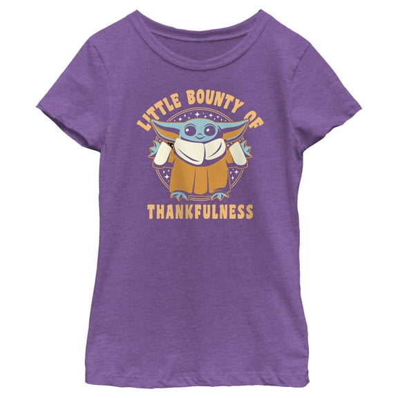 Girl's Youth Mad Engine Grogu Purple The Mandalorian Thankfulness Bounty Graphic T-Shirt