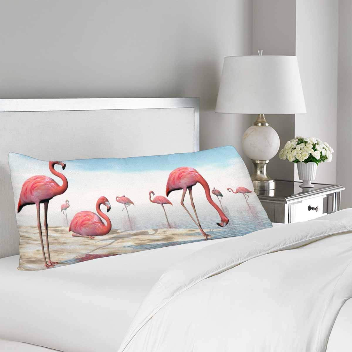 GCKG Flock of Pink Flamingos Body Pillow Covers Pillowcase 20x60 inches