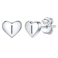 thumbnail image 1 of Pendientes de corazón inicial de Silvora, tachuelas de plata esterlina hipoalergénicas para mujer, diminuta letra I, dijes de oreja, regalo de joyería para cumpleaños, día de la madre, 1 of 8