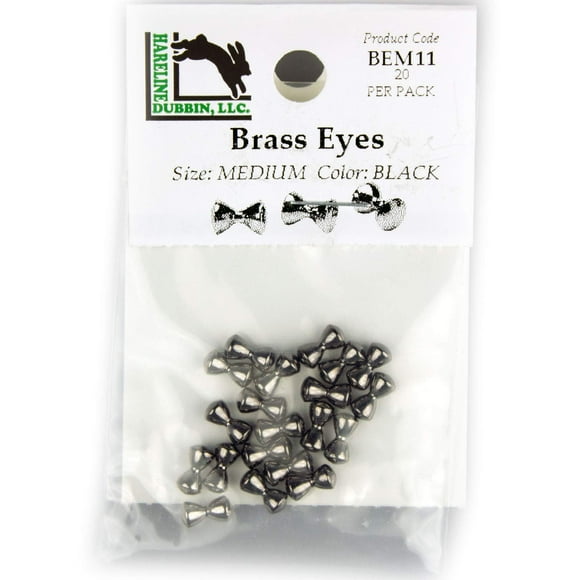 Hareline Brass Dumbbell Eyes Medium Black