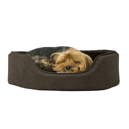 FurHaven Snuggle Terry & Suede Oval Bed