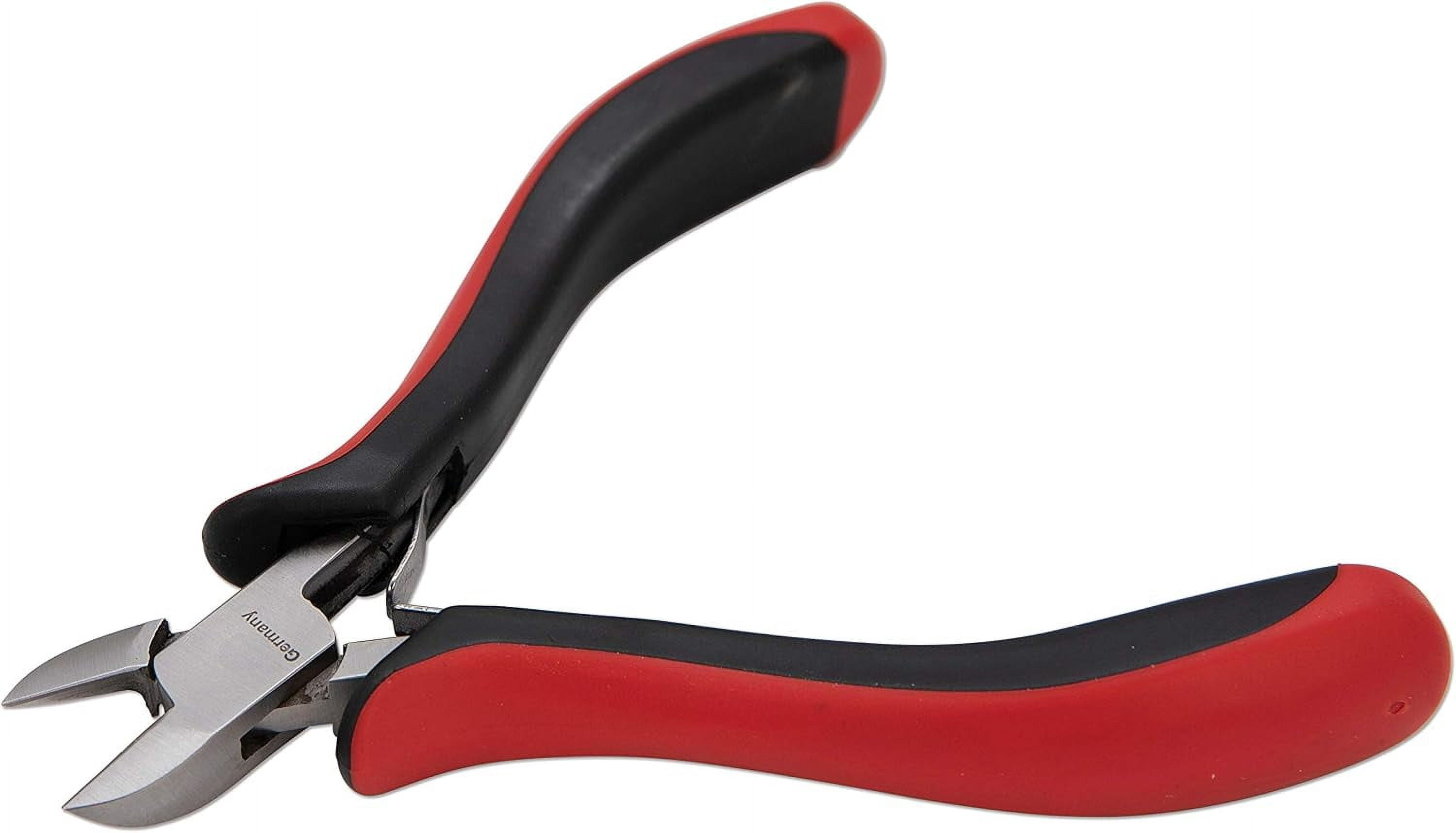 The Beadsmith Platinum Series German Flush Cutter, 4.75 inches (120mm) with Polished Steel Head, red and Black Ergonomic Comfort Grip Handle and Double-Leaf Spring, Tool for Jewelry Making