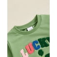 thumbnail image 6 of Kids Baby Girls Skirt Clothing Set, 6 12 18 24 Months 2T 3T 4T Long Sleeve Embroidery Letters Sweatshirt with Rainbow Clover Print Tulle Skirt 2-piece Outfit, 6 of 9