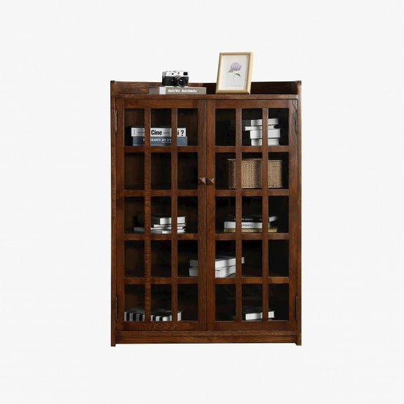 Crafters and Weavers Mission Oak Corner Bookcase / Cabinet - Walnut
