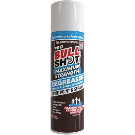 Bull Shot Degreaser Pro MAX, Super-Concentrated Foaming Degreaser & Cleaner, AS-SEEN-ON-TV, Made in USA, Shake, Point & Spray, Emulsifies Grease & Grime, Glue & Tape Residue, Oil & More