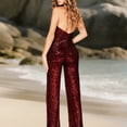 thumbnail image 5 of Ankishi Backless Halter Jumpsuit Deep V Backless Sparkly Halter Cowl Neck Sparkly Jumpsuits Clubwear Outfit for Daily Wear Dating Party, 5 of 7