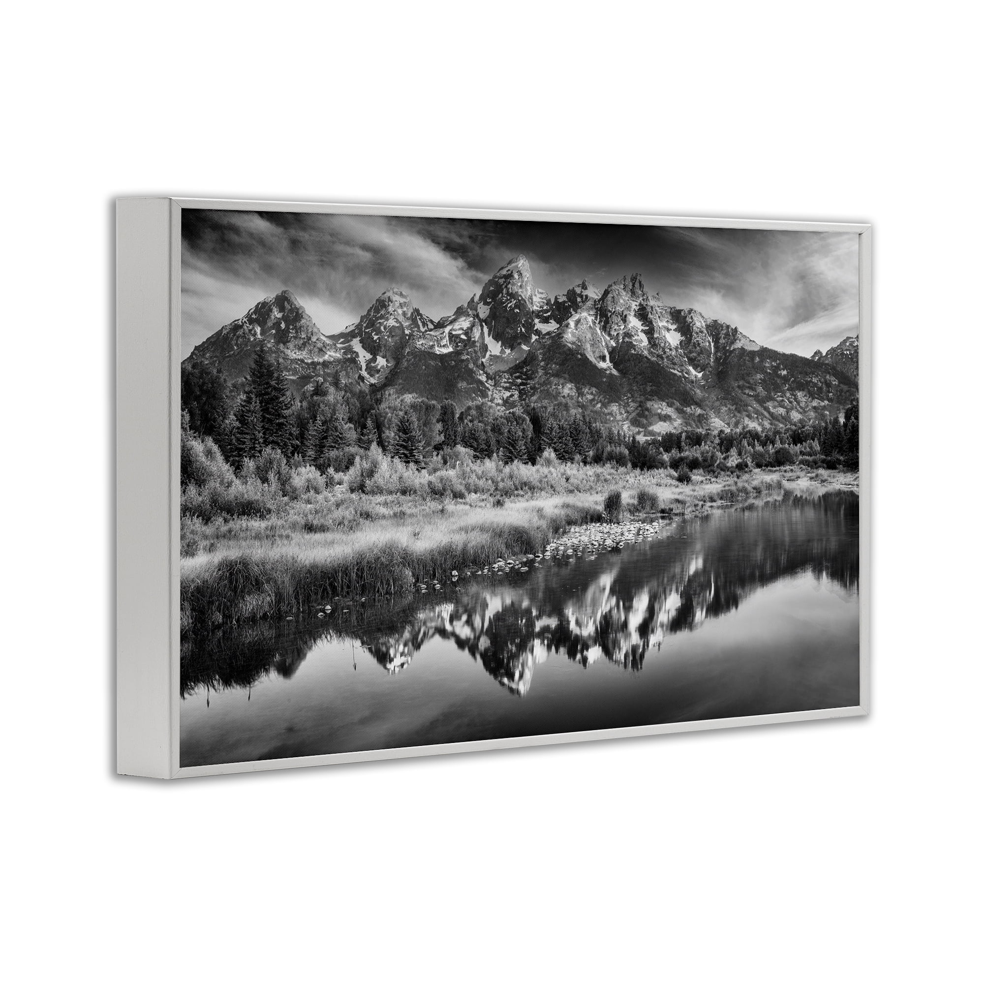 Stupell Industries Teton Mountain Reflections White Framed Giclee Art, design by Rick Berk