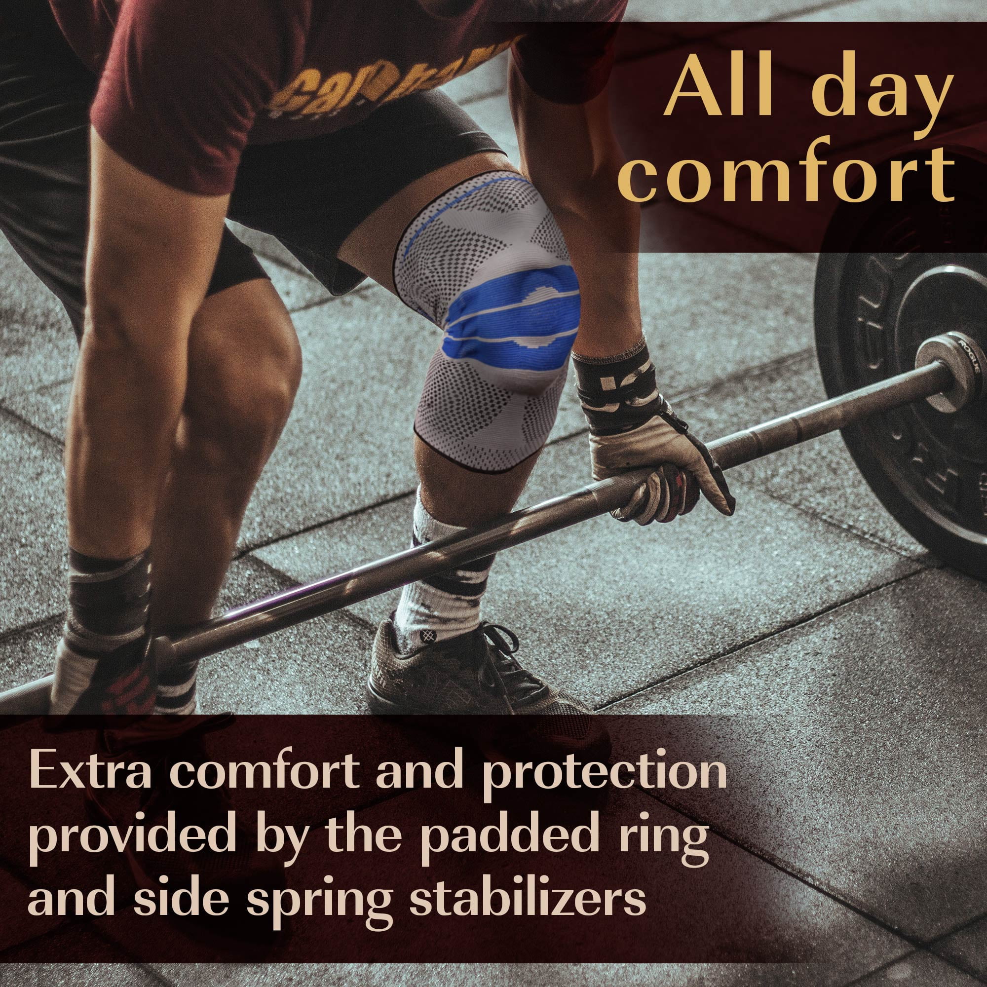 Copper D Compression Knee Sleeve Brace- Bamboo Rayon - L/XL - Grey Blue - 2 Pack