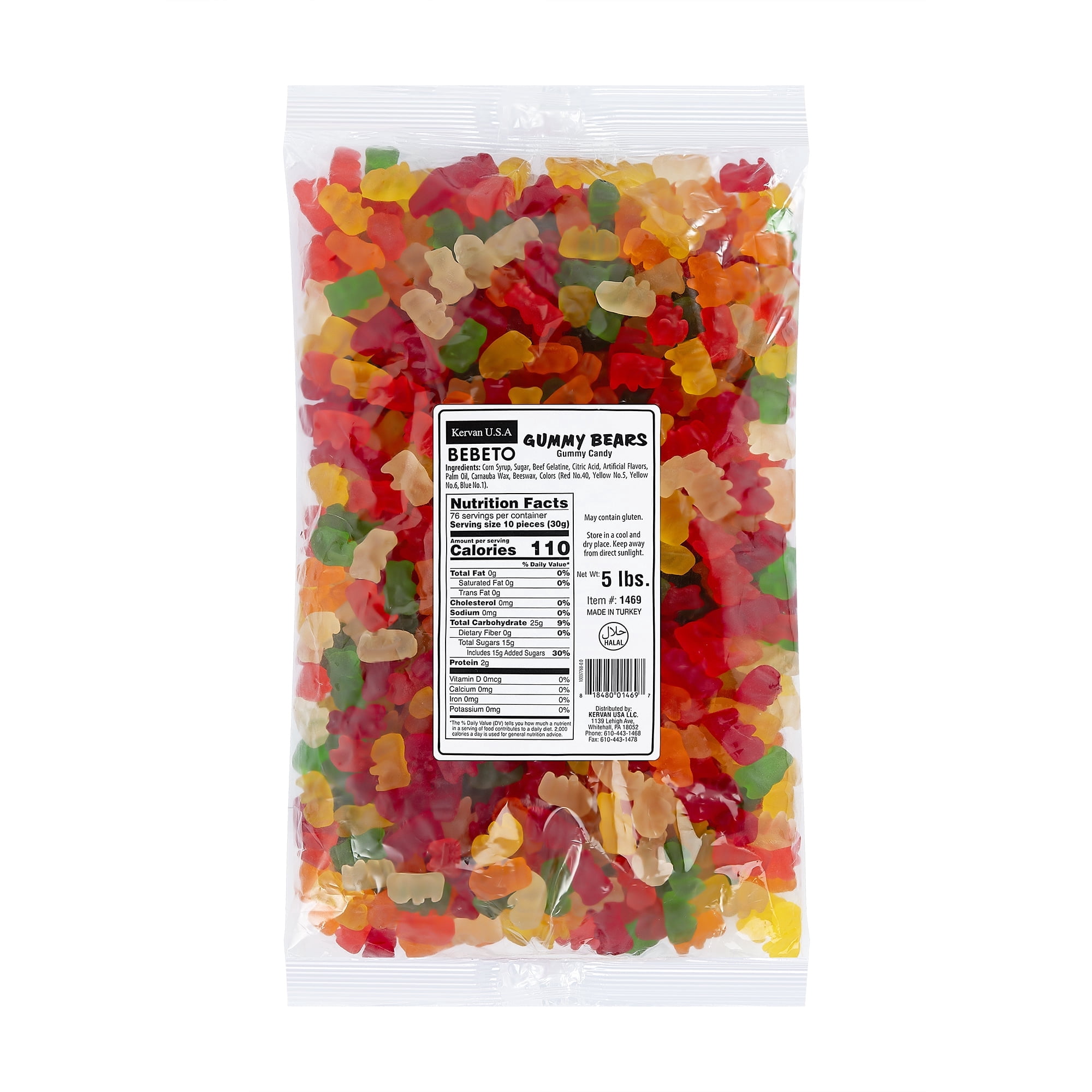 Kervan Candy Bebeto Gummy Bears - Fruity, Soft & Sweet Gummy Candy Bulk for Kids, Gift Snacks and Parties - Classic Bear Gummies Big Party Size Bag (5 lbs)
