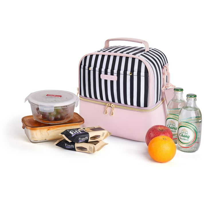 Pink Stripes Two Compartment Lunch Bag