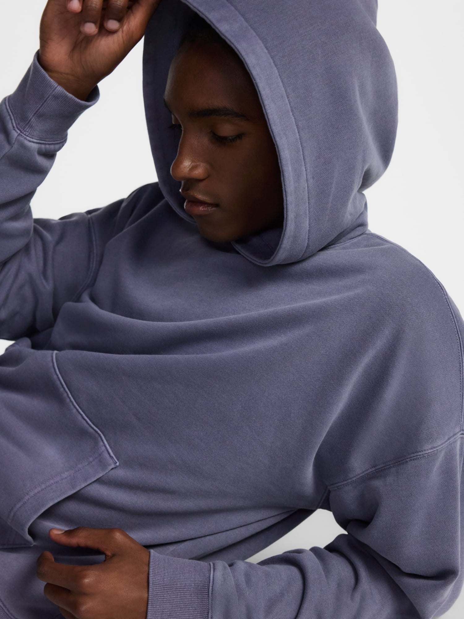 No Boundaries Boxy Fit Oversized Fleece Hoodie with Long Sleeves, Men's XS-4XLT