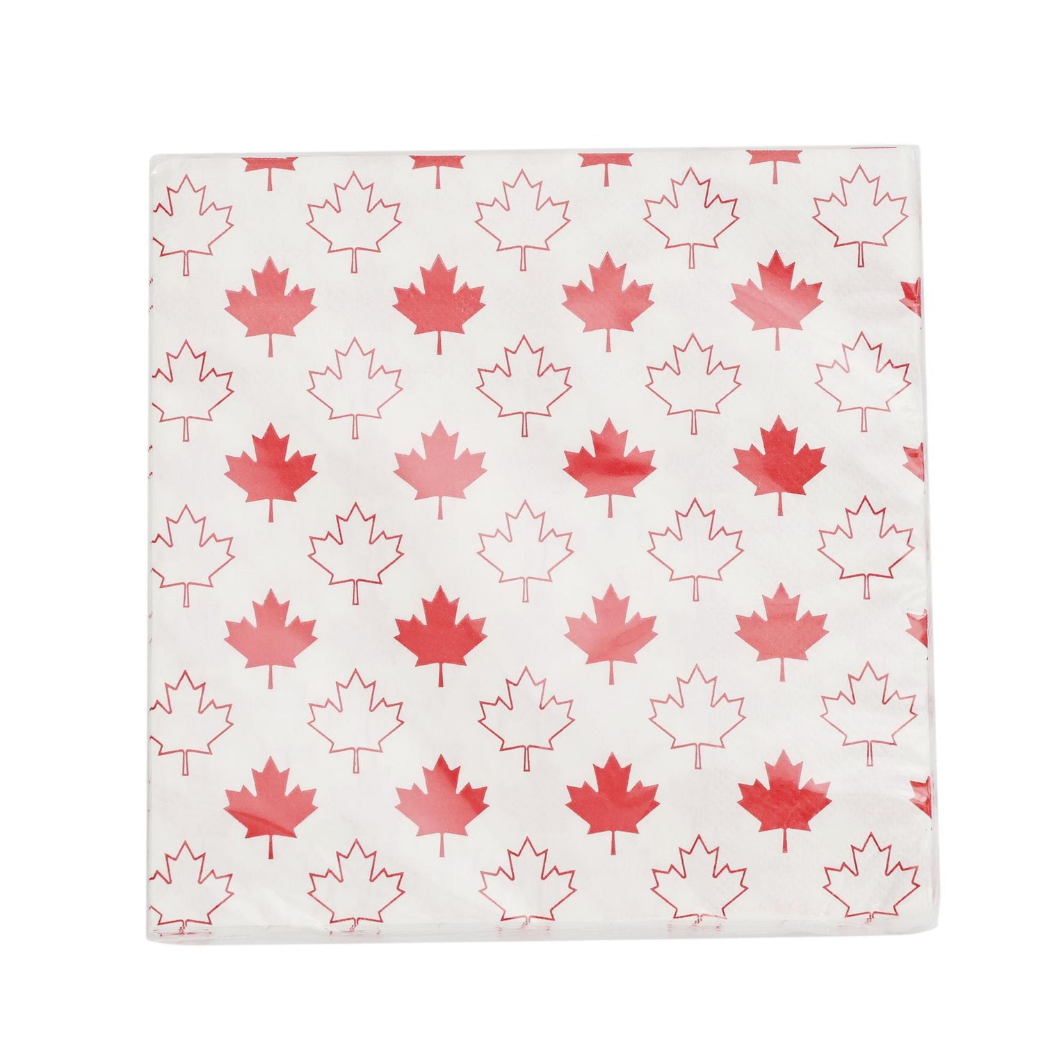 Way to Celebrate! Red And White Maple Leaf Paper Luncheon Napkins, 6.5in, 18ct