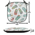 thumbnail image 5 of Floral Chair Seating Cushion Set of 6, Little Girl Shoes with Flower Motifs, Seat Pads for Office with Anti-slip Backing, 16"x16", White Multicolor, by Ambesonne, 5 of 7