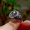 thumbnail image 2 of ZMY Home Stainless Steel Skull Signet Ring - Pirate Skull with Rudder Design Statement Ring for Men (10), 2 of 6