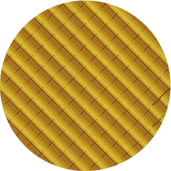 Ahgly Company Machine Washable Indoor Round Transitional Deep Yellow Area Rugs, 8' Round
