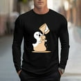 thumbnail image 2 of YOIAVAIOY Ghost Print T Shirts for Men Halloween Graphic Tee Shirts Long Sleeve Crew Neck Casual Holiday Pullover Tops Black M, 2 of 6