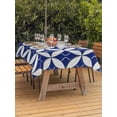 thumbnail image 3 of Outdoor Tablecloth with Umbrella Hole for Patio/Picnic/Party/Camping, Retro Rhombus Waterproof Table Cloth Rectangle Table Cover Washable, Morocco Abstract Geometric Art Navy Blue (60"x 84"), 3 of 8