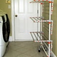 thumbnail image 6 of Foldable Rolling 3-Tier Clothes Laundry Drying Rack with Stainless Steel Hanging Rods, Collapsible Shelves and Base for Easy Storage, Made-in-Korea, Premium Size, Orange, 6 of 6