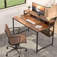 thumbnail image 4 of Cubicubi 47" Home Office Computer Desk with Storage Shelf and Bookshelf, Dark Rustic Finish, 4 of 6