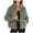 Gray-01, variant on HTNBO Womens Fleece Jacket Casual Long Sleeve Cropped Sherpa Button Down Fuzzy Warm Coats Fall Outwear With Pockets