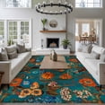 thumbnail image 3 of Large Area Rugs for Living Room Bedroom, Orange Green Spring Floral 6'x9' Rug Washable Carpet Runner Indoor Outdoor, Vintage Botanical Summer Flower Non Slip Floor Mats Rug for Kitchen, Playroom, 3 of 8