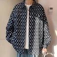 thumbnail image 4 of Camisa de hombre Chaqueta de manga larga Bolsillos de moda Botón único Patrón fresco Casual para ir de compras a la escuela, 4 of 8