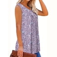 thumbnail image 4 of SwiftWear Women's Flowy Long Tank Tops Ladies Sleeveless Tunic Loose Fit Plus Size Summer V-Neck Casual Button Blouse, 4 of 4
