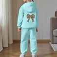 thumbnail image 4 of Fall 2 Piece Sweatshirt Set for Girls - Preppy Trendy Cheetah Print Bow Hoodie, 4 of 7