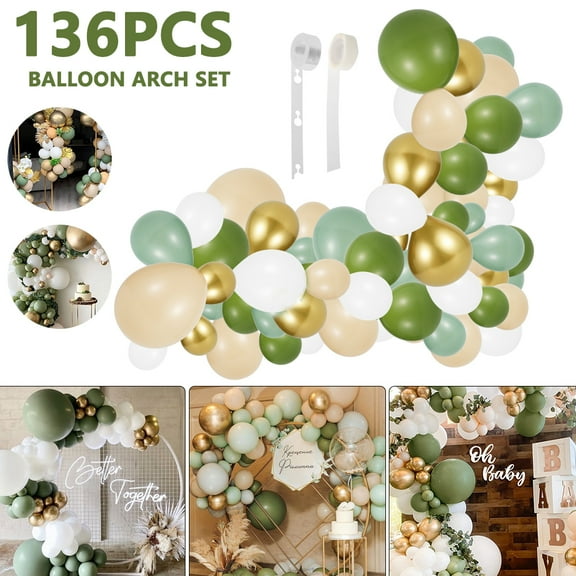 MTFun 136 PCS Green Balloon Garland Arch Kit Latex Balloons Great for Baby Birthday, Tropical Party Graduation or Jungle Safari Theme Backdrop Party Decoration