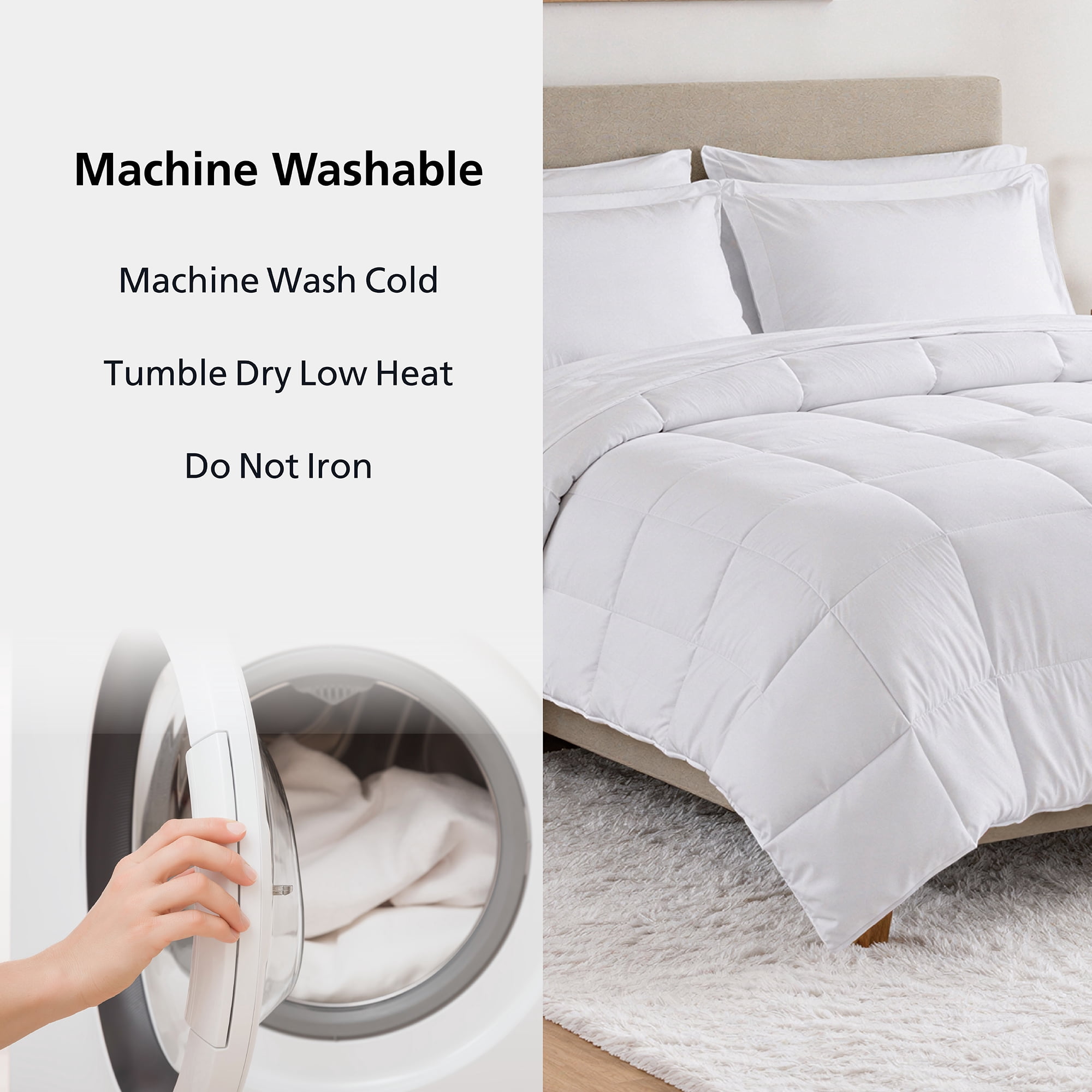 Mainstays All in One Down Alt Reversible Comforter and Sheet set- 7 Piece, Full, White