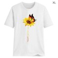 thumbnail image 2 of Blouse Été Manches Courtes T-shirt Femmes Rond T-shirt Été Manches Courtes Col Imprimé Tournesol Col Rond Top, Blanc, XL, 2 of 5