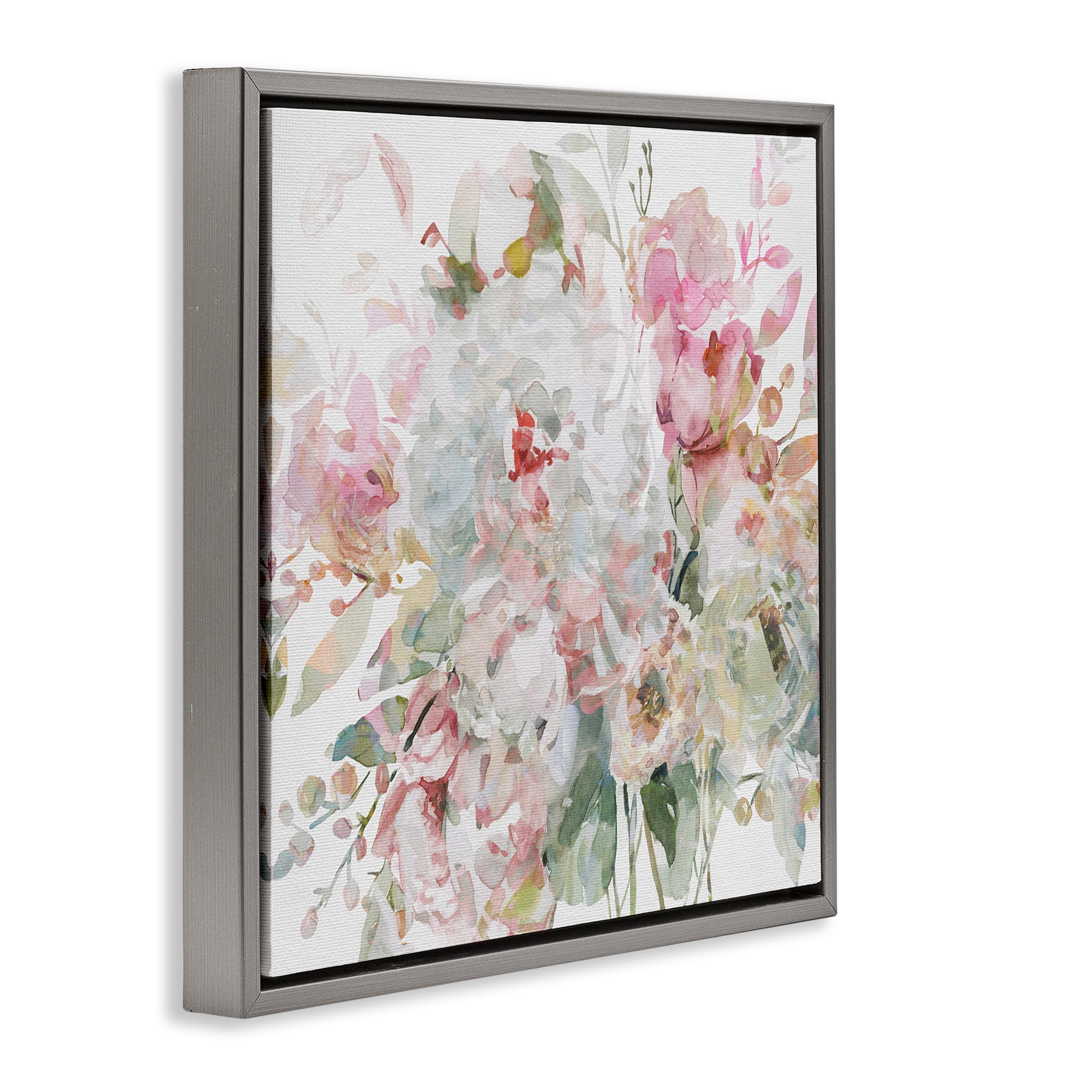 Stupell Industries Romantic Pastel Blossoms Gray Framed Floater Canvas Wall Art, design by Carol Robinson