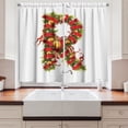 thumbnail image 2 of Ambesonne Christmas Alphabet Kitchen Curtains, R Letter Sketch, 55"x45", Pearl and Olive Green, 2 of 3