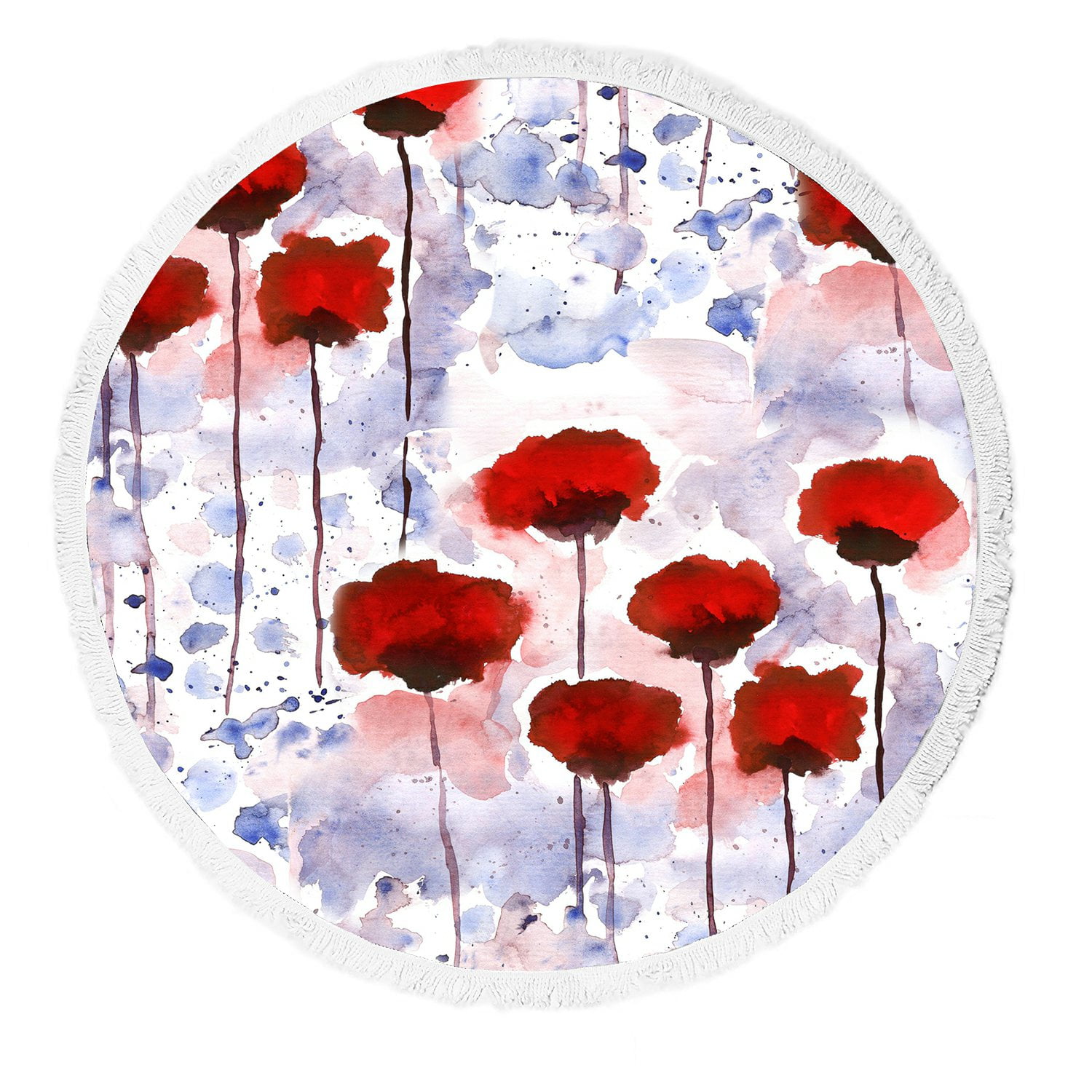 Gckg Flower Beach Towel Watercolor Floral Poppies In The Spring Season Painting Red Beach Towel Beach Blanket With Tassels Beach Throw Towel Yoga Mat Picnic Blanket Walmart Com Walmart Com